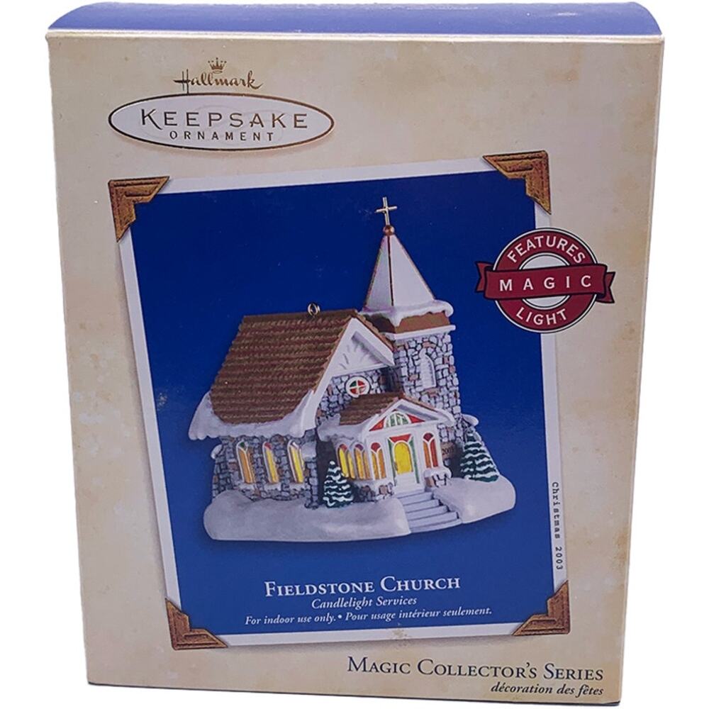 Hallmark Keepsake 2003 Candlelight Services Fieldstone Church #6 Ornament in Box